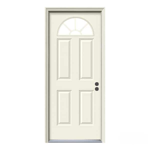 JELD-WEN 36 in. x 80 in. Fan Lite Primed Steel Prehung Left-Hand Inswing Front Door w/Brickmould