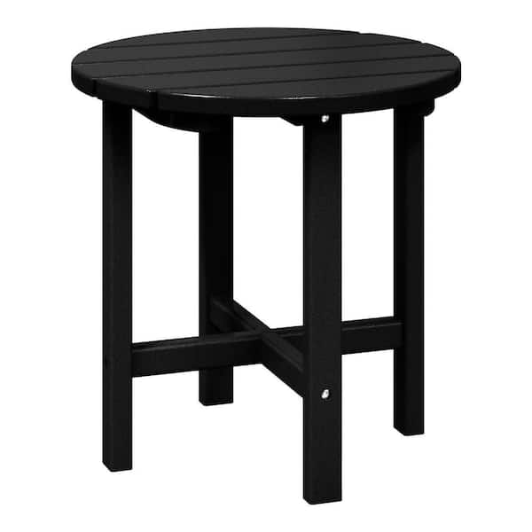 Mason 18 in. Black Poly Plastic Fade Resistant Outdoor Patio Round Adirondack Side Table
