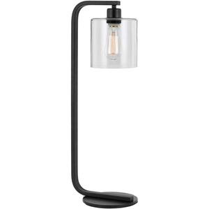 25 in. Lowell Table Lamp with Online Rocker Switch, Matte Black Finish, and Clear Glass Shade