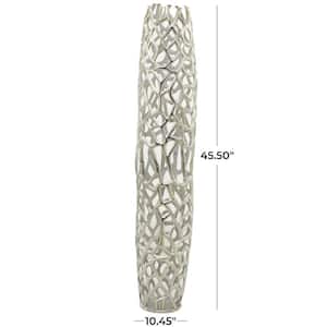 40 in. Silver Aluminum Metal Coral Decorative Vase