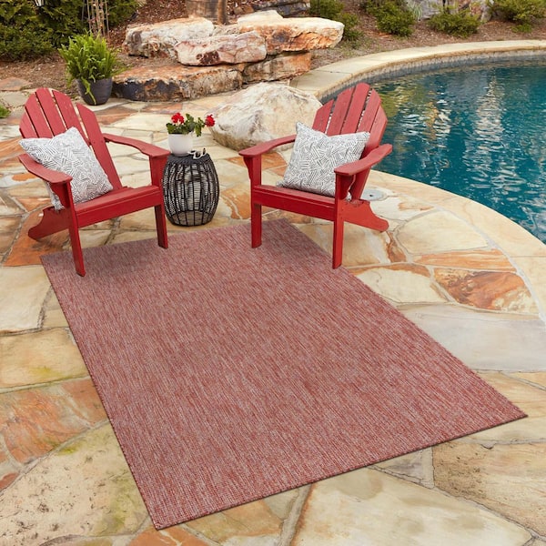 Outdoor Solid Rust Red 6' 0 x 9' 0 Area Rug