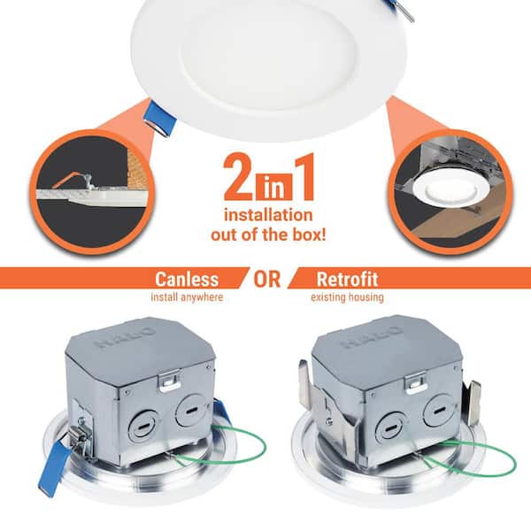 HALO CJB 4 in. 2-in-1 Installation LED Downlight with Attached