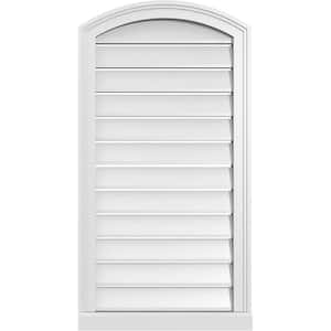 20 in. x 36 in. Arch Top Surface Mount PVC Gable Vent: Decorative with Brickmould Sill Frame