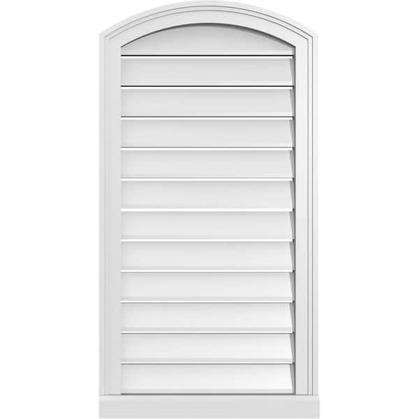 Ekena Millwork 20 in. x 36 in. Arch Top Surface Mount PVC Gable Vent: Decorative with Brickmould Sill Frame