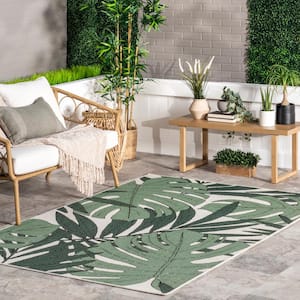 Rasia Green 5 ft. x 8 ft. Floral Indoor/Outdoor Area Rug