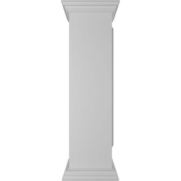 Ekena Millwork Corner 48 in. x 12 in. White Box Newel Post with Panel, Peaked Capital and Base Trim (Installation Kit Included)