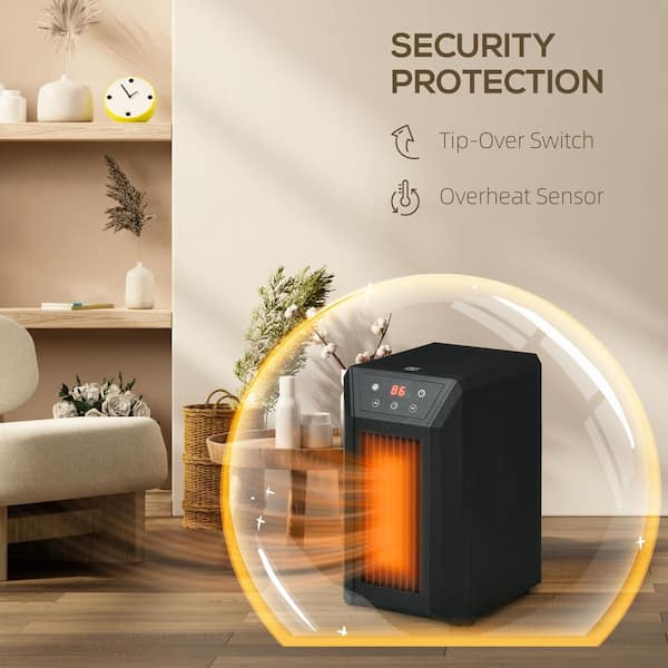 Space Heater, 1500W/750W Portable Electric Infrared Quartz Heater with Timer outlet and