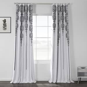 Cyprus Black Damask Blackout Curtain - 50 in. W x 108 in. L (1 Panel)