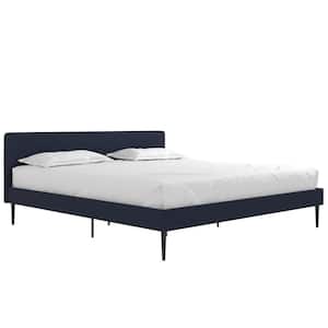 Freddy Blue Linen Upholstered King Bed