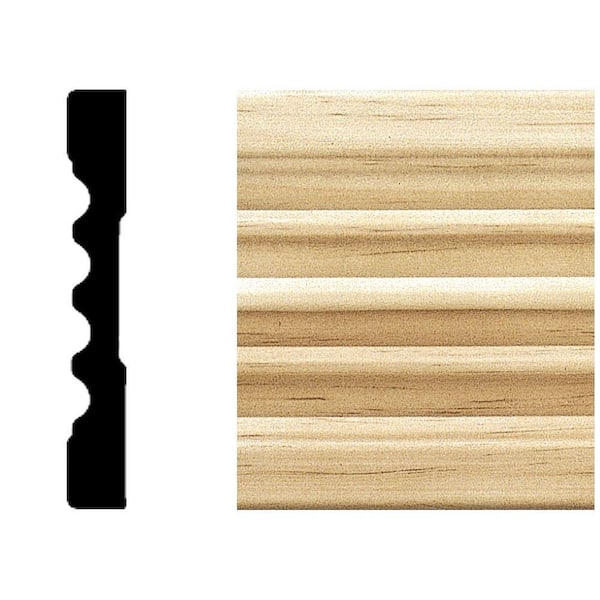 HOUSE OF FARA 7/16 in. x 3 in. x 7 ft. Pine Wood Fluted Casing Moulding