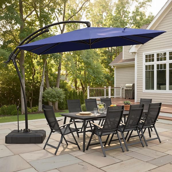 10 ft umbrella patio 10FT Outdoor Patio Square Cantilever Hanging Offset Umbrella with 350 lbs. Weighted Base