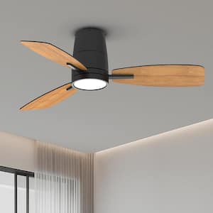 42 in. LED Indoor Black Flush Mount Ceiling fan with Light and Remote Reversible DC Motor and Blades for Home