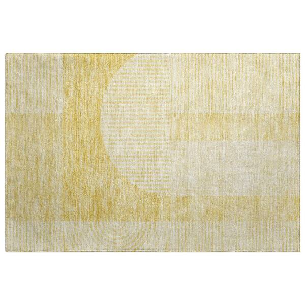 Dream Shag Premium Machine Washable Abstract ADS711 Gold 2 ft. x 3 ft. Accent Rug
