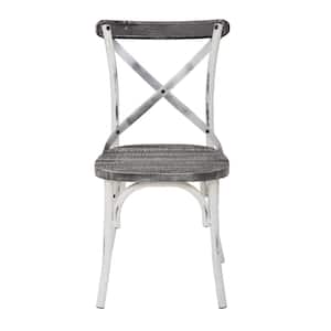 Somerset X-Back Antique White Metal Chair with Hardwood Vintage Crazy Horse Seat