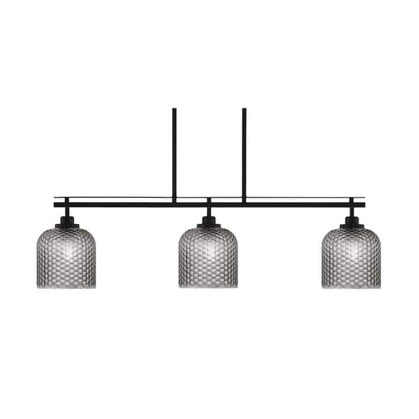 Unbranded Monroe 3-Light, Matte Black Billiard Light, Any room with 7 in. Smoke Textured Glass Shades no bulbs included