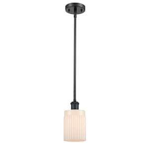 Hadley 1-Light Matte Black Shaded Pendant Light with Matte White Glass Shade