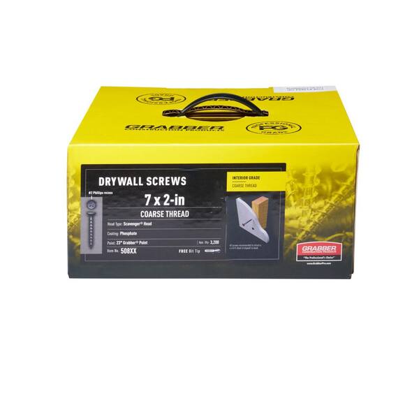 Grabber 7 in. x 2 in. Phillips Scavenger Head Coarse Thread Drywall Screws 20 lbs. box 508XX The Home Depot