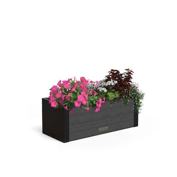 Horizon 24 in. x 10 in. x 9 in. Charcoal Plastic Vinyl Window Box