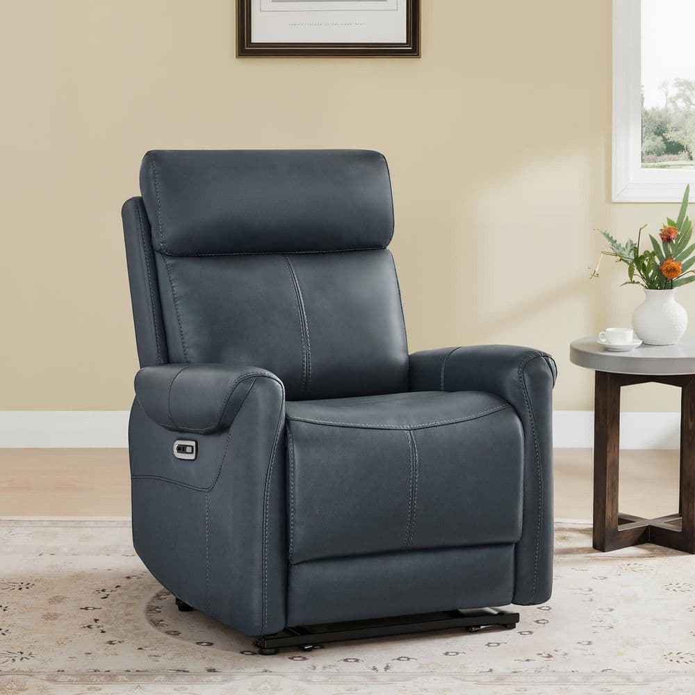 Spruce & Spring Noa Blue Faux Leather Wall Hunger Power Recliner