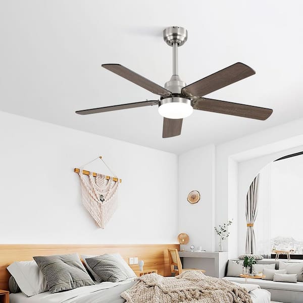 42 in. Ceiling Fan 5 Blades Noiseless Reversible Dc Motor Remote Control With Led Light