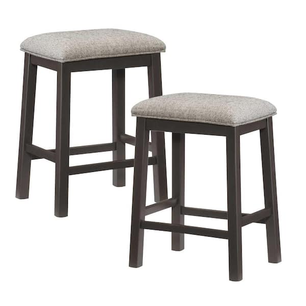 EVERGLADE HOME Southlake 25.5 in. Gray Backless Wood Frame Bar Stool with Fabric Seat (Set of 2)