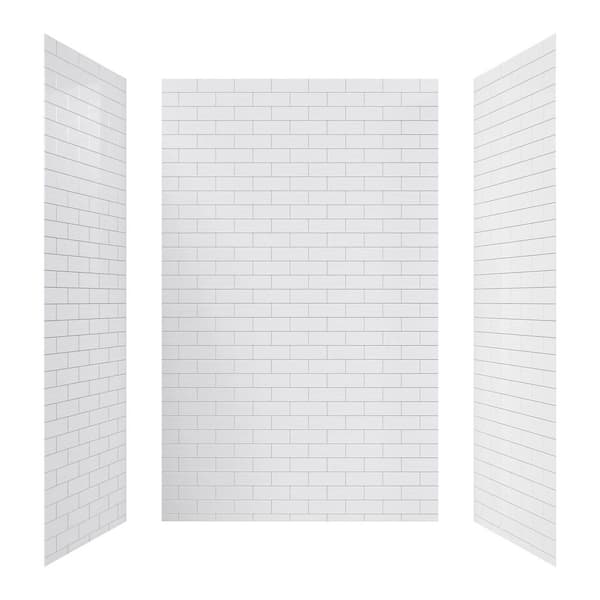 60 in. L x 32 in. D x 96 in. H 3-Piece Glue Up Composite Alcove Shower Wall Set in White