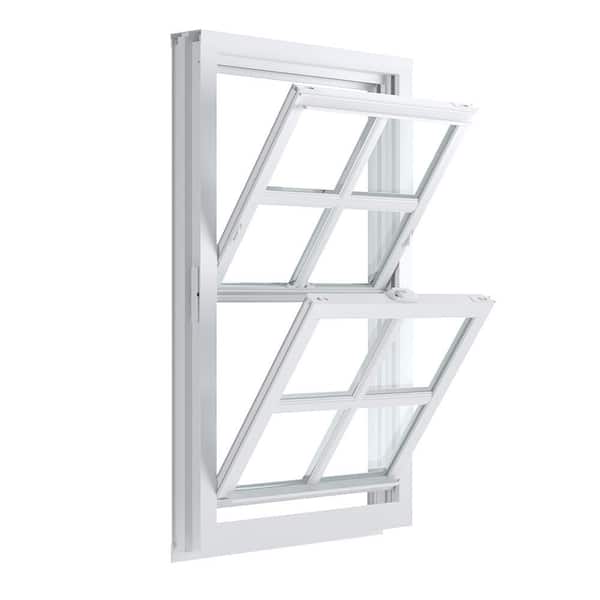 American Craftsman 24 in. x 38 in. 50 Series Low-E Argon SC Glass Double  Hung White Vinyl Replacement Window with Grids, Screen Incl 2438512LSG -  The Home Depot