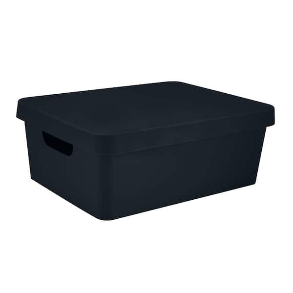 SIMPLIFY Medium Vinto 5.43 in. H x 14.57 in. W Storage Box with Lid in Charcoal