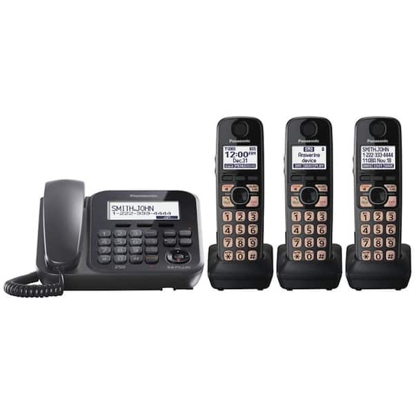 Panasonic DECT 6.0+ Corded and Cordless with Digital Answering System,3 Handsets and Talking Caller ID