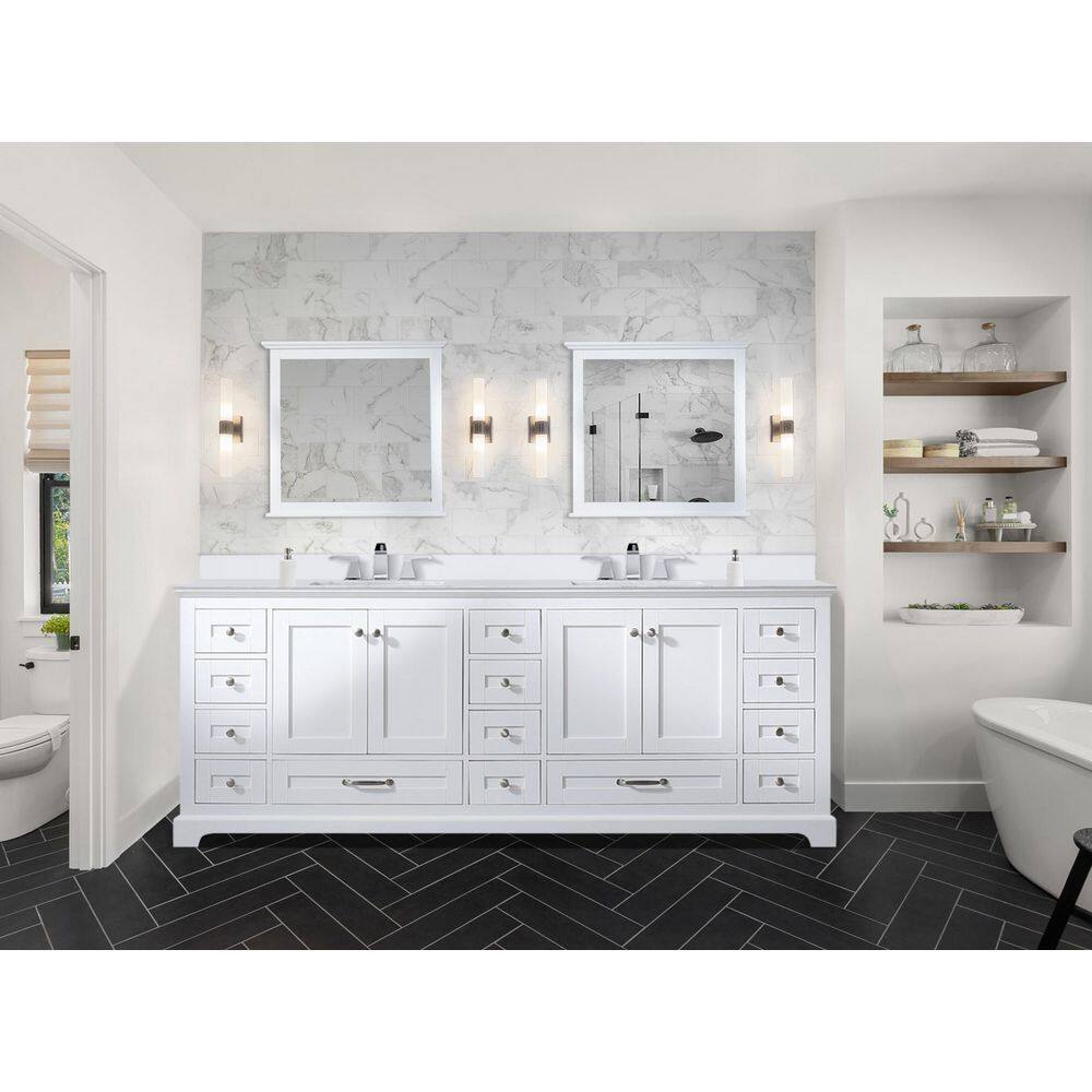 Lexora Dukes 84 in. W x 22 in. D White Double Bath Vanity, Cultured Marble Top, and 34 in ...