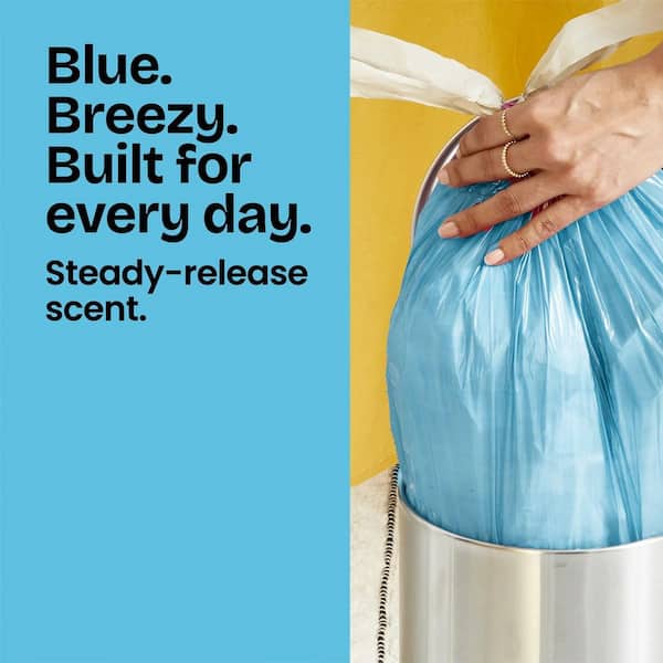 4 Gal. Small Drawstring Beachside Breeze with Febreze Blue Trash Bags (34-Count, 3-Pack)