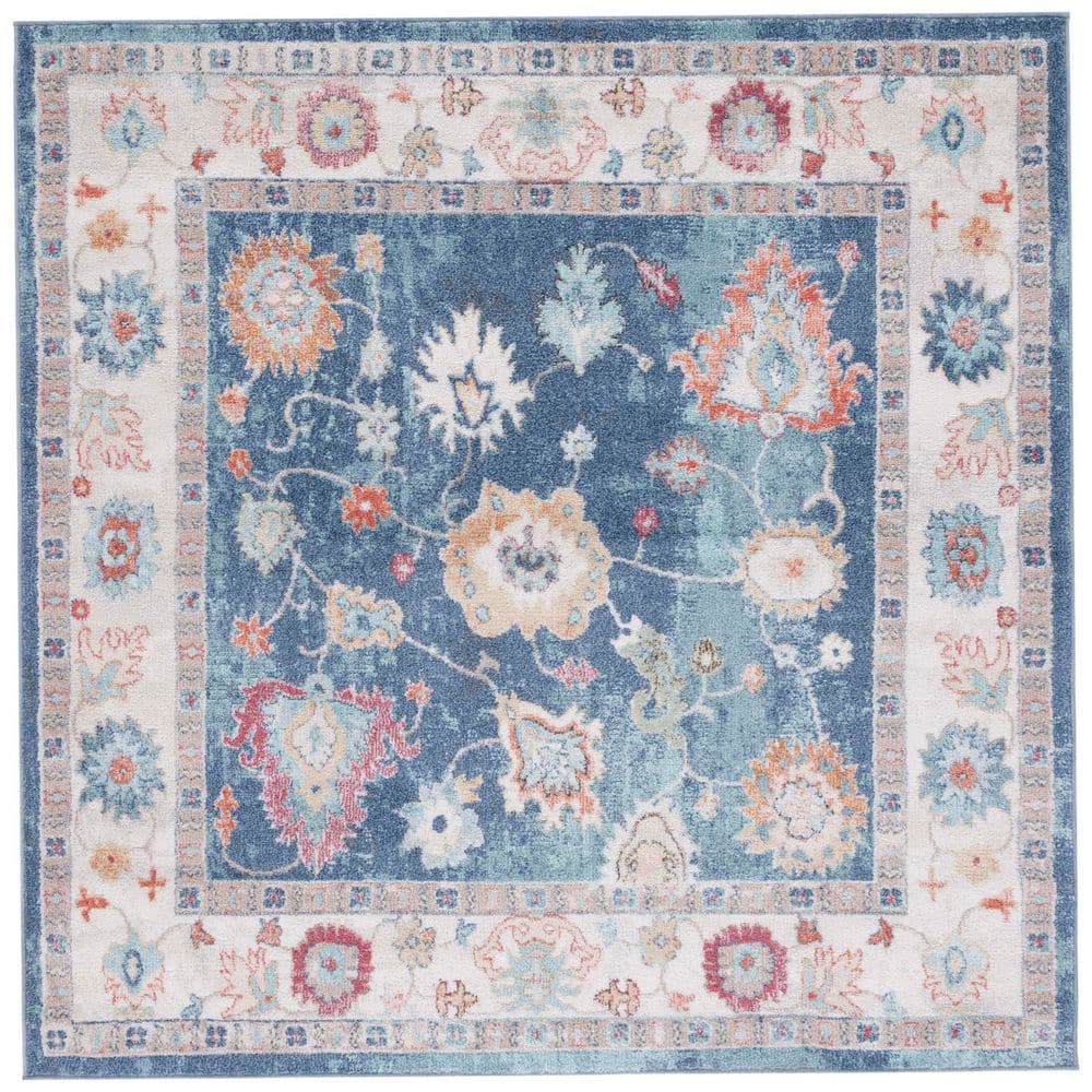 Phoenix 7 ft. x 7 ft. Navy/Ivory Distressed Border Square Area Rug price history on PriceWatchPro
