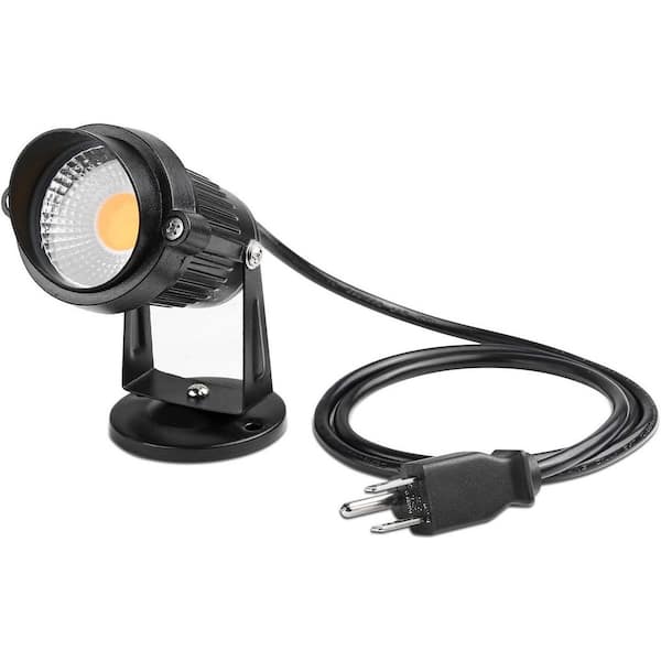 2800k ‎Black Plug-in, Integrated LED Landscape Flood Light Decorative Spotlight for Indoor/Outdoor Yard, (Include Spike)