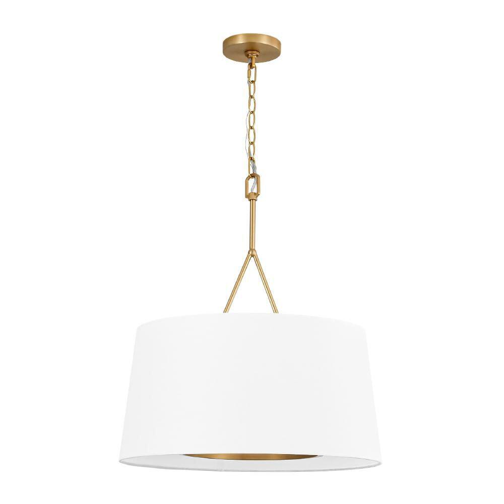 Haven 6-Light 19.7 in.W Brushed Brass Modern Farmhouse Round Drum Pendant Light with White Fabric for Living Room price history on PriceWatchPro