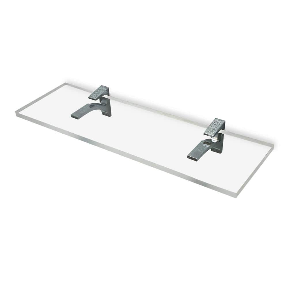 6 in. W. x 0.75 in. H x 18 in. D Floating Wall Mount Clear Acrylic Rectangular Shelf 3/4 in. Thick in Chrome SC Brackets price history on PriceWatchPro