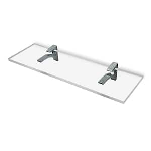6 in. W. x 0.75 in. H x 18 in. D Floating Wall Mount Clear Acrylic Rectangular Shelf 3/4 in. Thick in Chrome SC Brackets