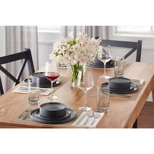 Pierce 16-Piece Charcoal and Shadow Gray Contrast Stoneware Dinnerware Set (Service for 4)