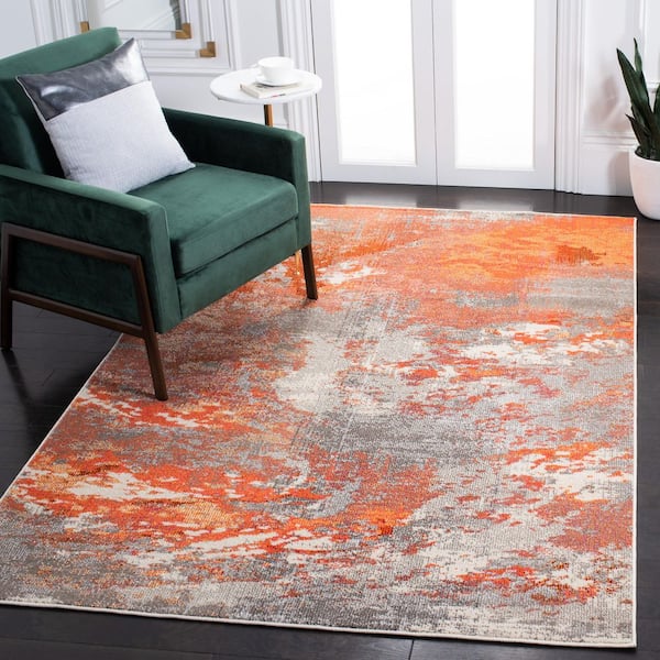 Madison Gray/Orange 4 ft. x 4 ft. Square Abstract Gradient Area Rug