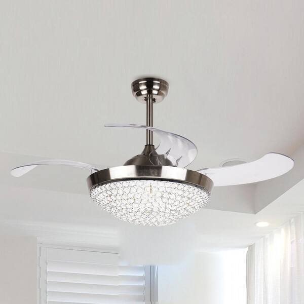Parrot Uncle 46" Retractable Ceiling Fan Light with Remote Chandelier DiningRoom 