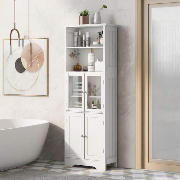 23 in. W x 11 in. D x 64 in. H White Linen Cabinet with Adjustable Shelf