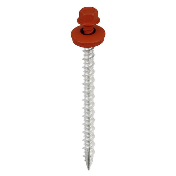 Acorn Hardware #9 x 2-1/2 in. 1/4 in. Hex Head Metal to Wood Screws in Barn Red (Bag of 250)