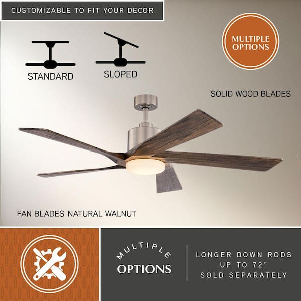 VAXCEL Wedgewood 60 in. Satin Nickel Natural Walnut Blades