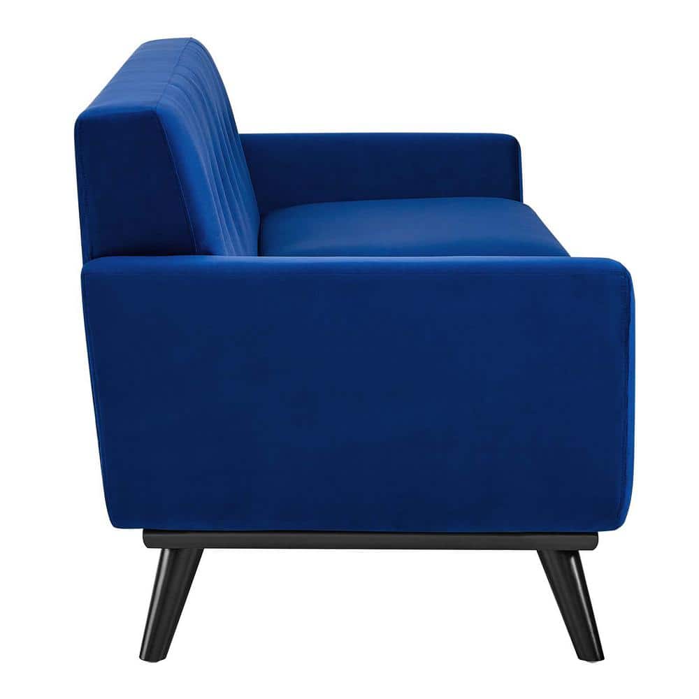 Navy Luxe Velvet 91" Tufted Sofa with Removable Cushions