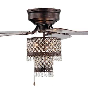 Arin 52 in. Indoor Bronze Finish Pull Chain Ceiling Fan with Light Kit