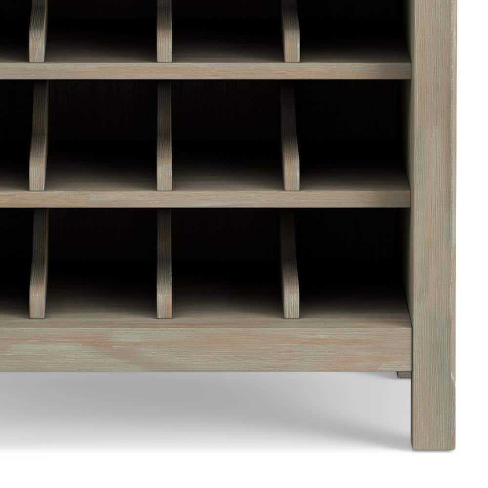 Avalon Distressed Gray Solid Wood High Storage Wine Rack Cabinet
