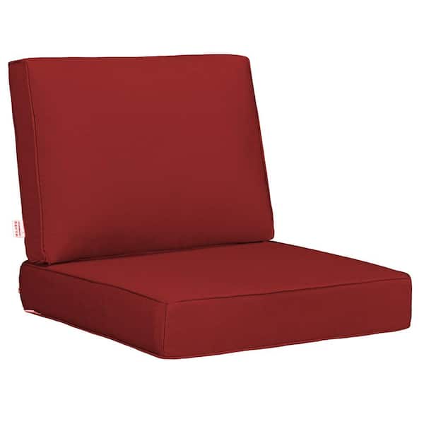 Uixe 23 in. x 24 in. 18 in. x 23 in. 2-Piece Deep Seat Rectangle Outdoor Lounge Chair Cushion/Back Pillow Set in Light Red