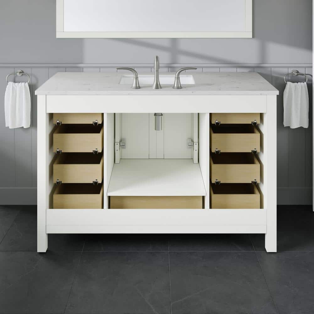Aberdeen 42" White Marble Single Bathroom Vanity