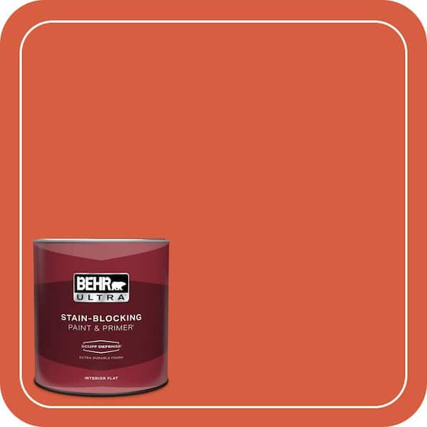 BEHR ULTRA 1 qt. #200B-7 Fireglow Extra Durable Flat Interior Paint & Primer