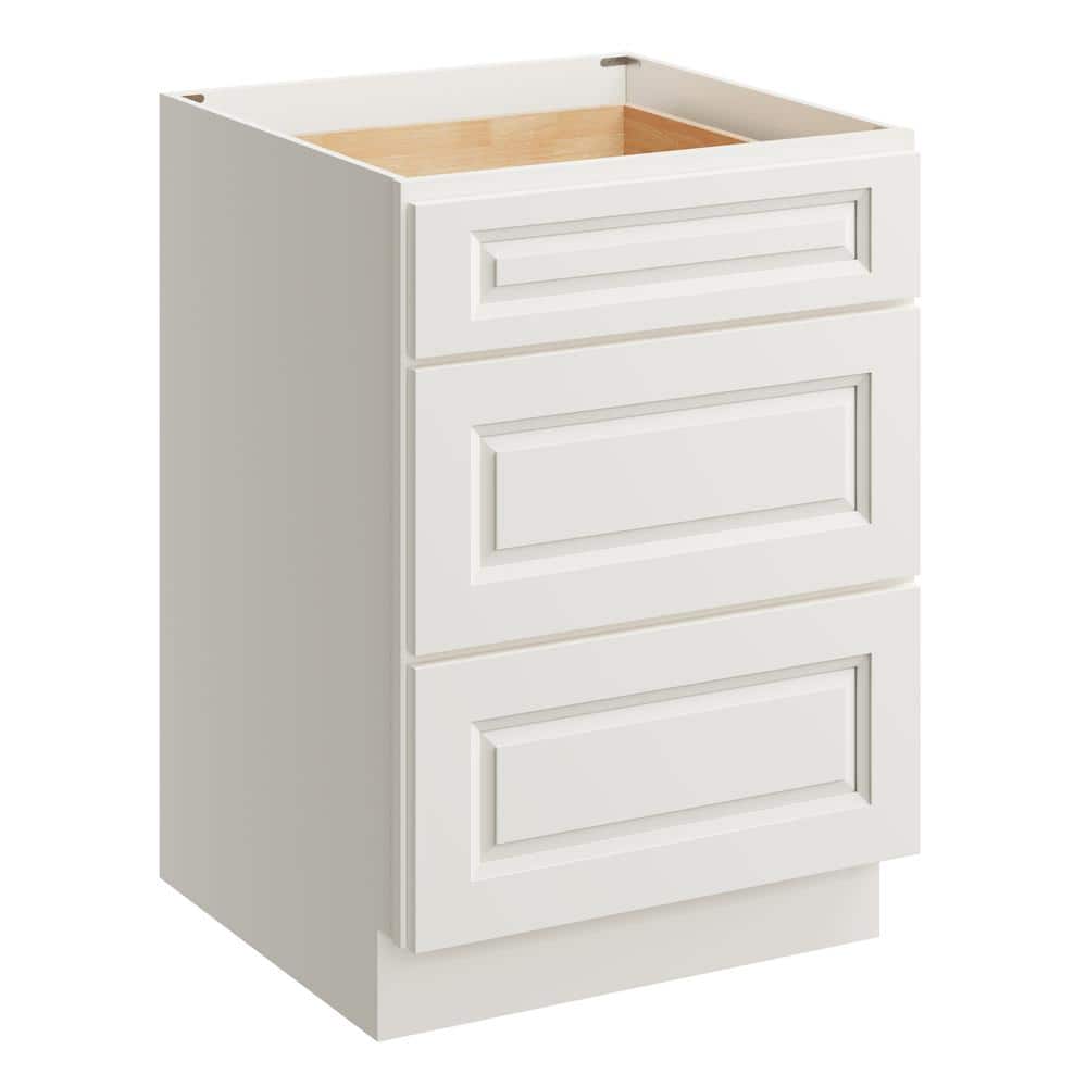 24 in. W x 24 in. D x 34.5 in. H Plywood Ready to Assemble Floor Base Kitchen Cabinet in Glacier White with 3 Drawers price history on PriceWatchPro