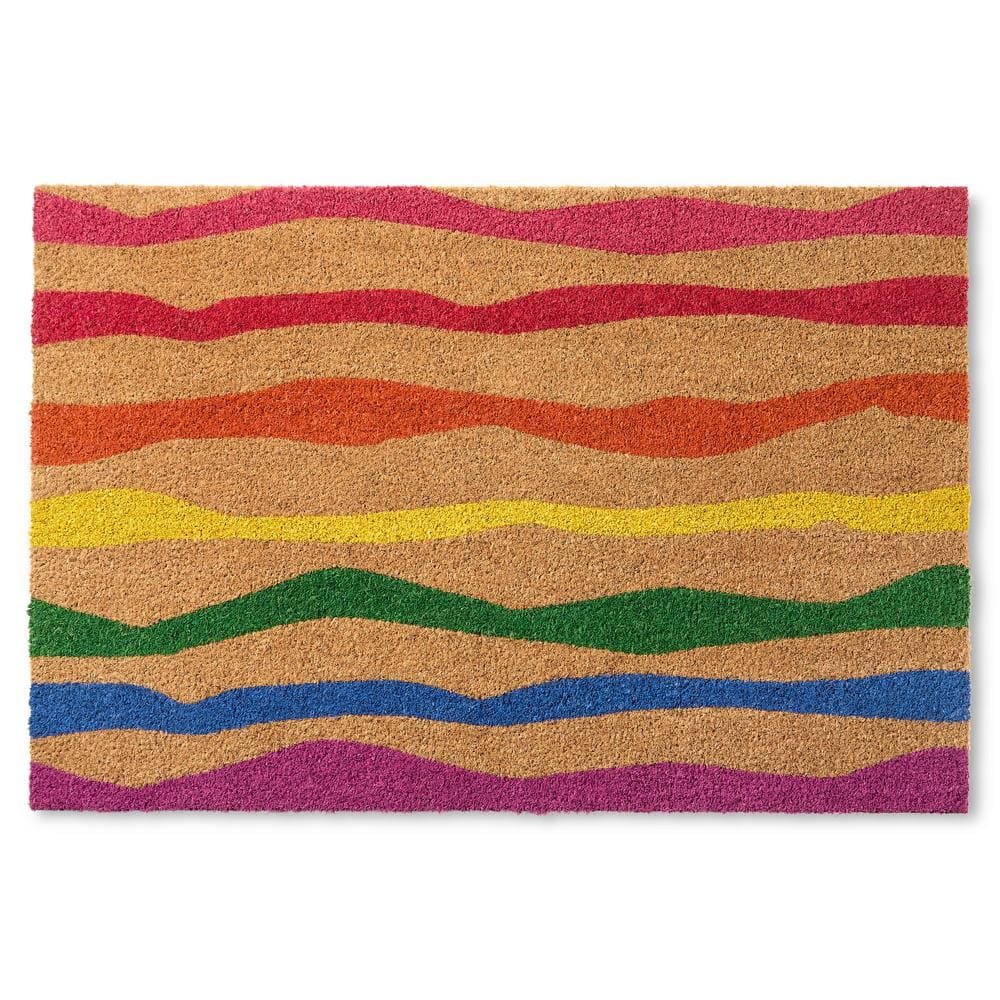 TOWN & COUNTRY LIVING Ravine Abstract Rainbow 18 in. x 30 in. Mountain ...